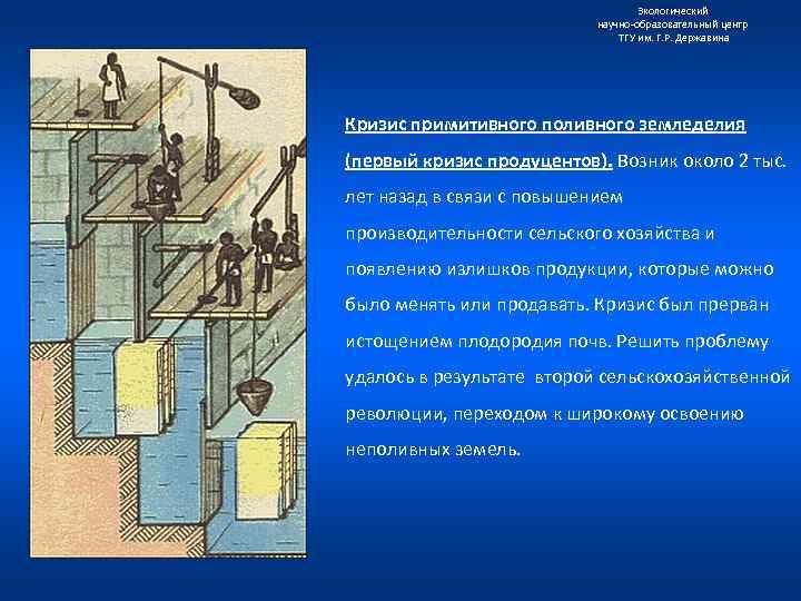 Экологический научно образовательный центр ТГУ им. Г. Р. Державина Кризис примитивного поливного земледелия (первый