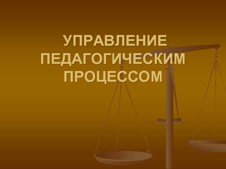 УПРАВЛЕНИЕ ПЕДАГОГИЧЕСКИМ ПРОЦЕССОМ 