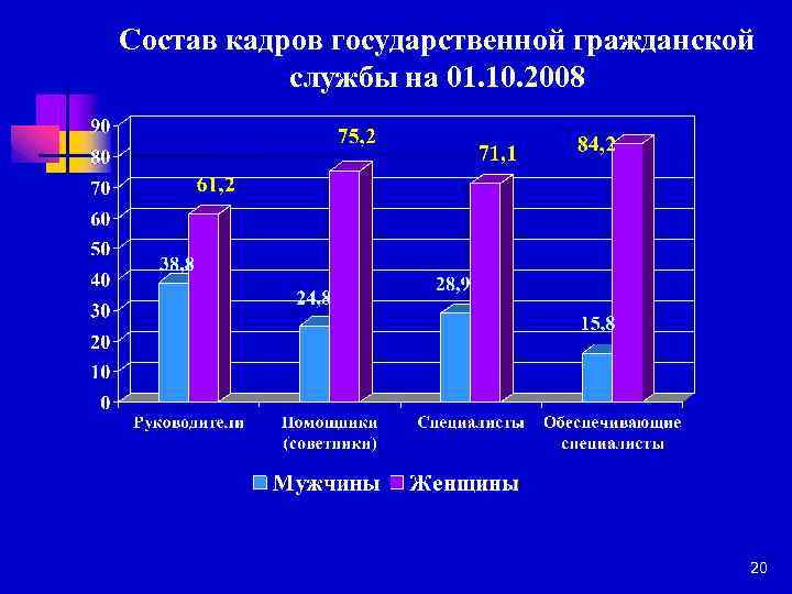 Состав кадров государственной гражданской службы на 01. 10. 2008 20 