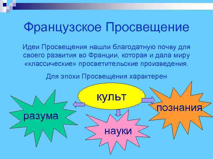 Французское Просвещение Идеи Просвещения нашли благодатную почву для своего развития во Франции, которая и