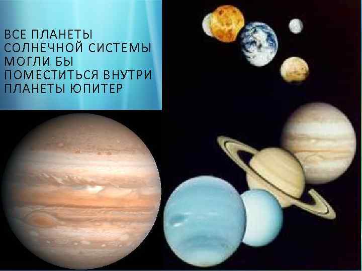ВСЕ ПЛАНЕТЫ СОЛНЕЧНОЙ СИСТЕМЫ МОГЛИ БЫ ПОМЕСТИТЬСЯ ВНУТРИ ПЛАНЕТЫ ЮПИТЕР 