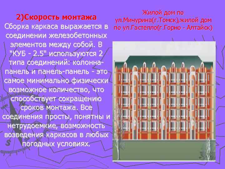 2)Скорость монтажа Сборка каркаса выражается в соединении железобетонных элементов между собой. В "КУБ -