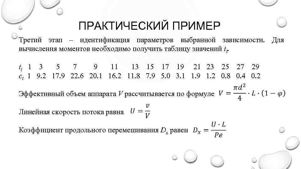 ПРАКТИЧЕСКИЙ ПРИМЕР Третий этап – идентификация параметров выбранной зависимости. Для вычисления моментов необходимо получить