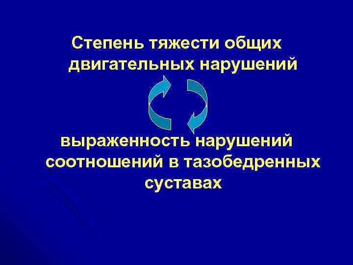 Степень тяжести общих двигательных нарушений выраженность нарушений соотношений в тазобедренных суставах 