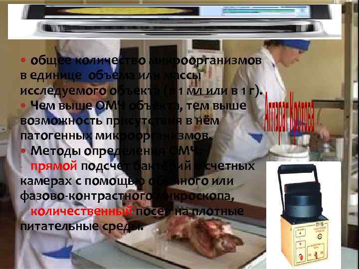 общее количество микроорганизмов в единице объема или массы исследуемого объекта (в 1 мл или