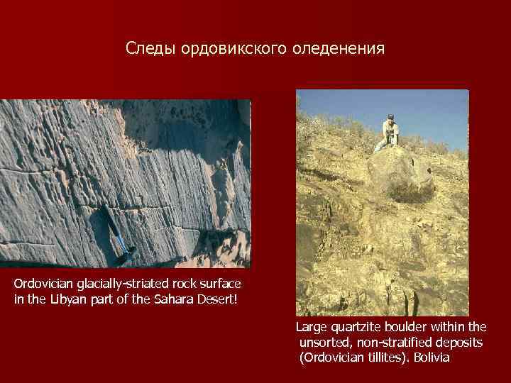 Следы ордовикского оледенения Ordovician glacially-striated rock surface in the Libyan part of the Sahara