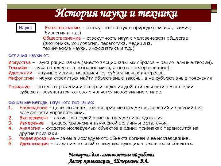 История науки и техники Наука Естествознание – совокупность наук о природе (физика, химия, биология