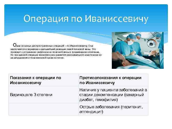Операция по Иваниссевичу Одна из самых распространенных операций – по Иваниссевичу. Она заключается в