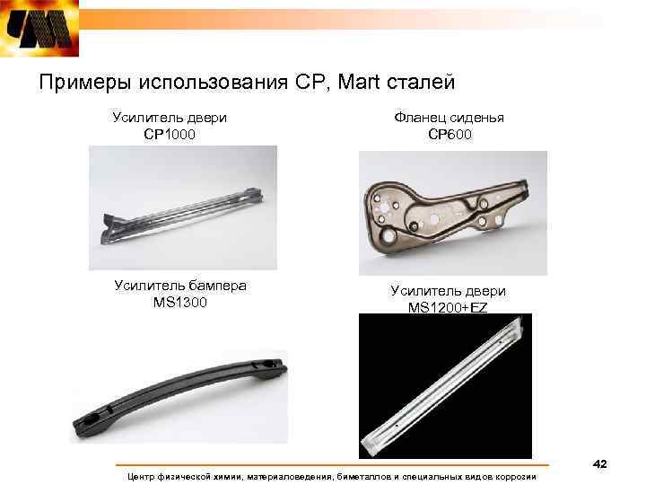 Примеры использования CP, Mart сталей Усилитель двери СP 1000 Фланец сиденья СP 600 Усилитель