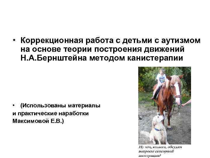  • Коррекционная работа с детьми с аутизмом на основе теории построения движений Н.
