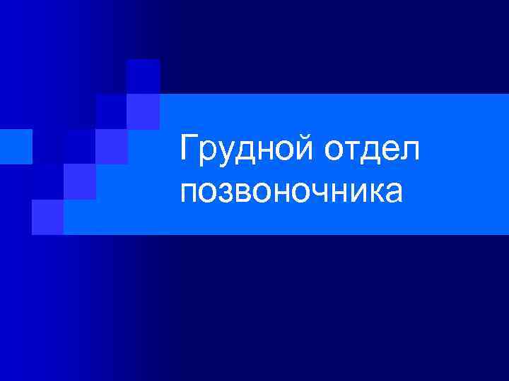 Грудной отдел позвоночника 