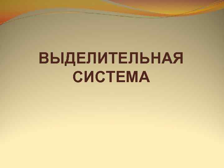 ВЫДЕЛИТЕЛЬНАЯ  СИСТЕМА 