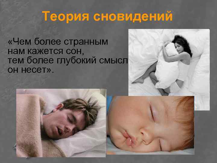 Теория сновидений «Чем более странным нам кажется сон, тем более глубокий смысл он несет»