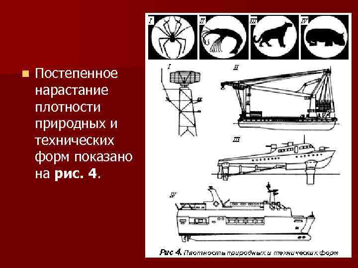 n Постепенное нарастание плотности природных и технических форм показано на рис. 4. 