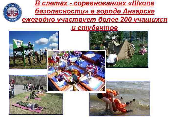 В слетах - соревнованиях «Школа безопасности» в городе Ангарске ежегодно участвует более 200 учащихся