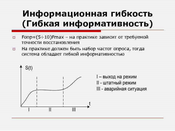 Информационная гибкость (Гибкая информативность) o o Fопр≈(5÷ 10)Fmax – на практике зависит от требуемой