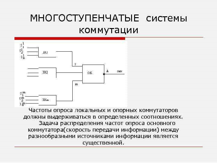 МНОГОСТУПЕНЧАТЫЕ системы коммутации Частоты опроса локальных и опорных коммутаторов должны выдерживаться в определенных соотношениях.