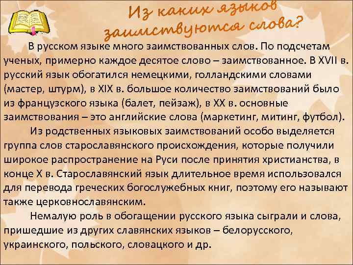 Заимствованные слова и их употребление