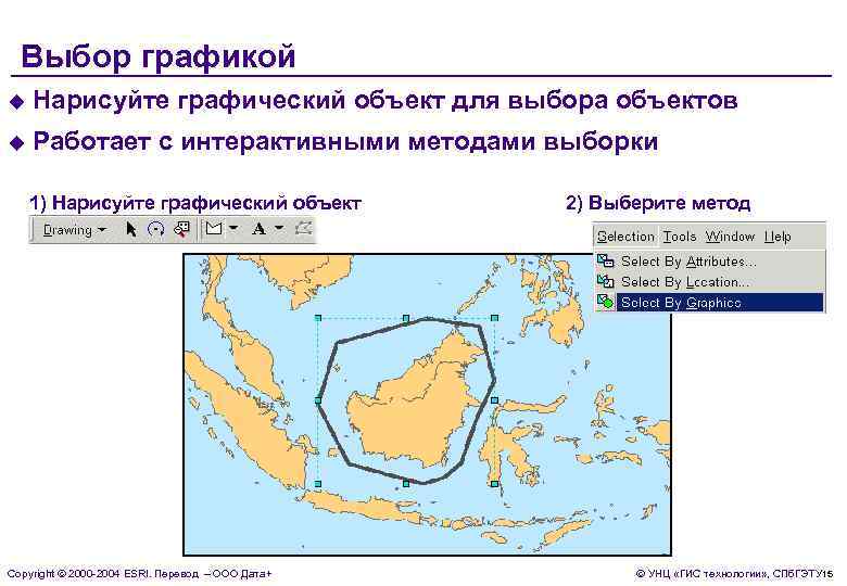  Выбор графикой u  Нарисуйте графический объект для выбора объектов u  Работает