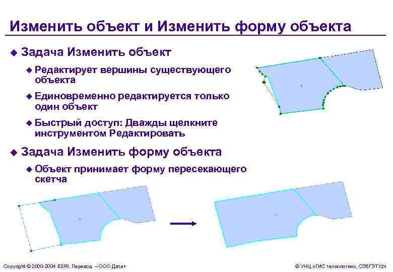 Изменить объект и Изменить форму объекта u Задача Изменить объект u Редактирует объекта вершины