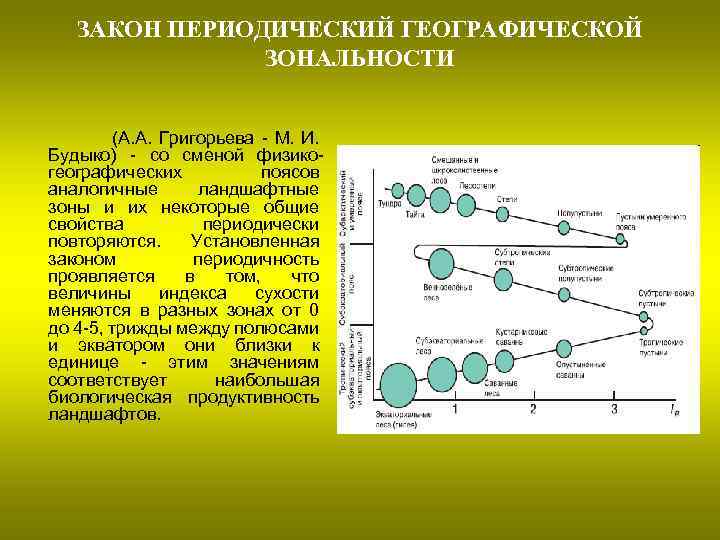 ЗАКОН ПЕРИОДИЧЕСКИЙ ГЕОГРАФИЧЕСКОЙ ЗОНАЛЬНОСТИ (А. А. Григорьева - М. И. Будыко) - со сменой
