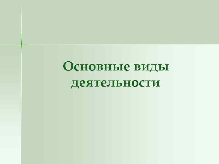 Основные виды деятельности 