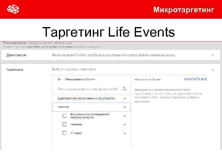 Микротаргетинг Таргетинг Life Events 