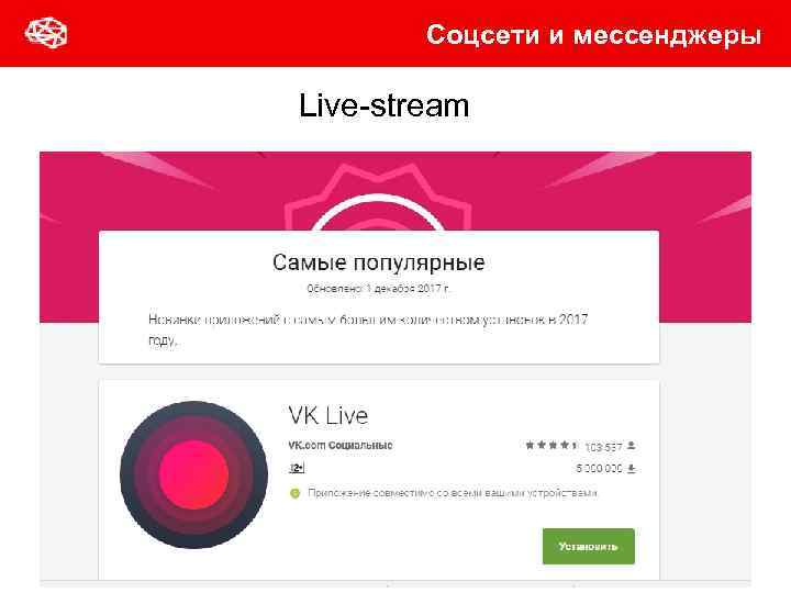 Соцсети и мессенджеры Live-stream 