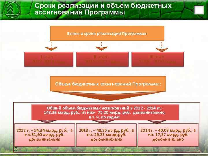 Сроки реализации и объем бюджетных ассигнований Программы Этапы и сроки реализации Программы: I этап