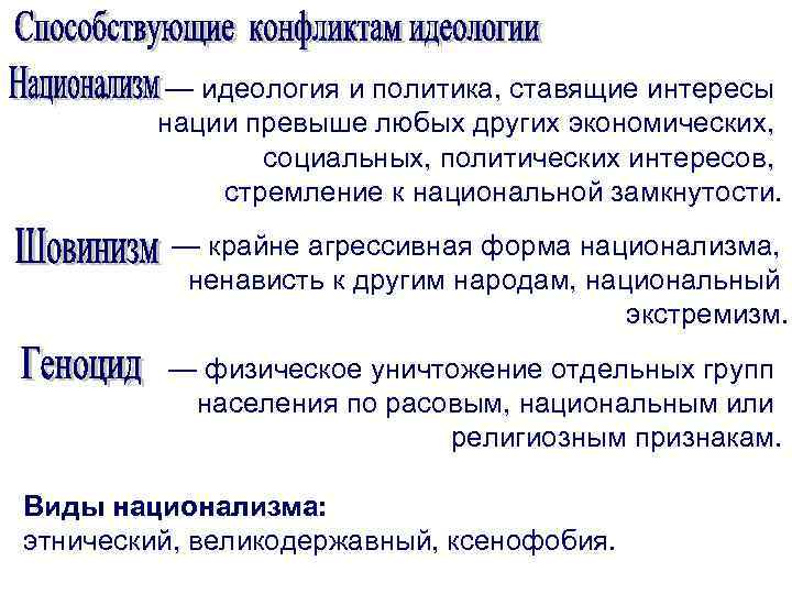 — идеология и политика, ставящие интересы нации превыше любых других экономических, социальных, политических интересов,