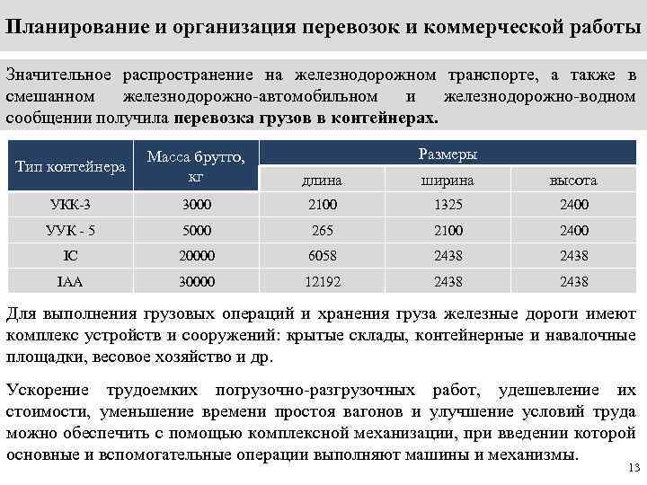 Планирование и организация перевозок и коммерческой работы Значительное распространение на железнодорожном транспорте, а также