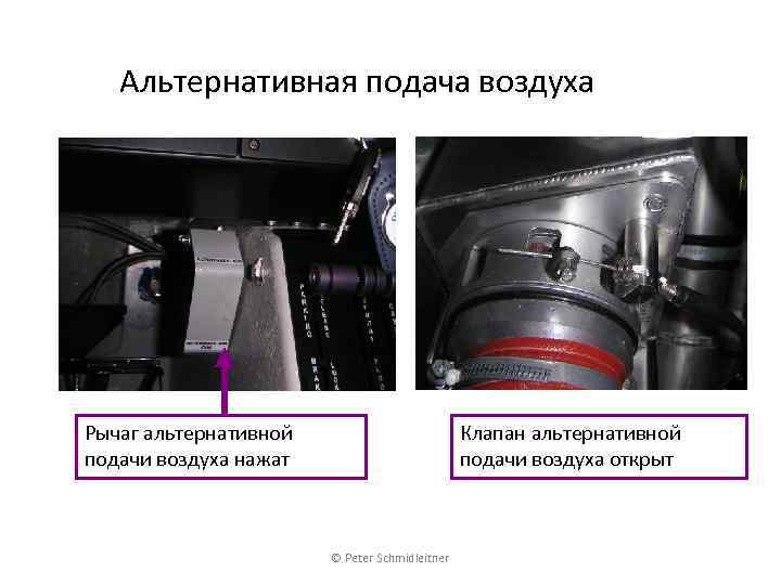 Альтернативная подача воздуха Рычаг альтернативной подачи воздуха нажат Клапан альтернативной подачи воздуха открыт ©