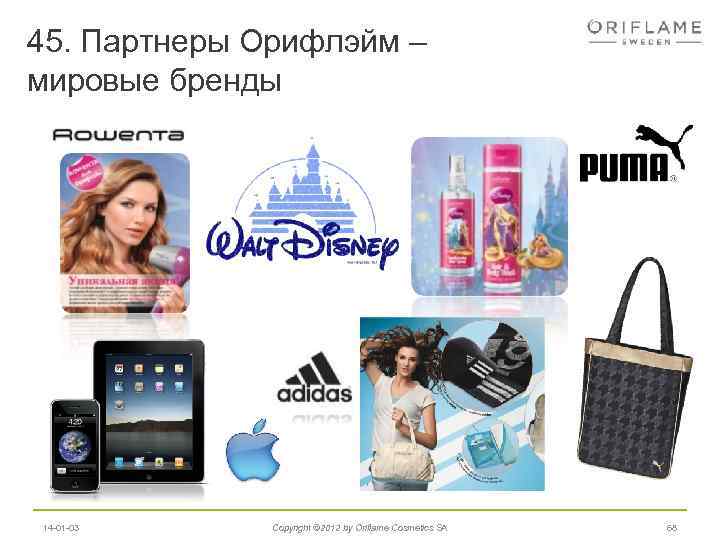 45. Партнеры Орифлэйм – мировые бренды 14 -01 -03 Copyright © 2012 by Oriflame