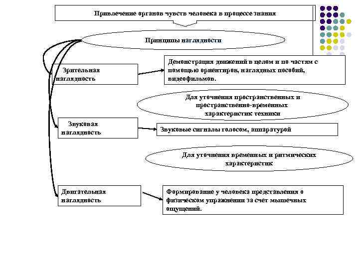  Привлечение органов чувств человека в процессе знания Принципы наглядности Демонстрация движений в целом