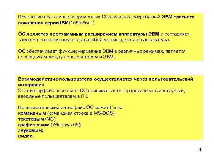 Появление прототипов современных ОС связано с разработкой ЭВМ третьего поколения серии IBM(1965 -66 гг.