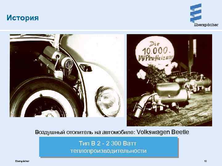История Воздушный отопитель на автомобиле: Volkswagen Beetle Тип B 2 - 2 300 Ватт
