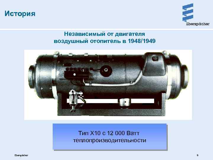 История Независимый от двигателя воздушный отопитель в 1948/1949 Тип X 10 с 12 000