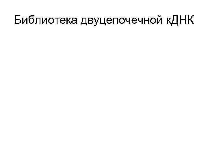 Библиотека двуцепочечной к. ДНК Библиотека двуцепочечной к. ДНК