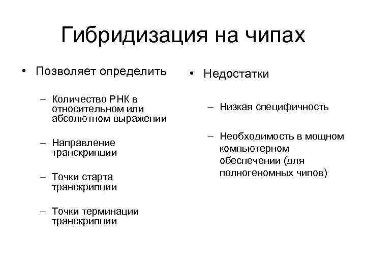 Гибридизация на чипах • Позволяет определить • Недостатки – Количество РНК в Гибридизация на чипах • Позволяет определить • Недостатки – Количество РНК в
