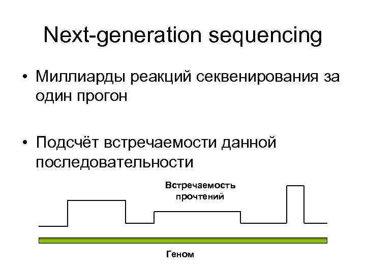 Next-generation sequencing • Миллиарды реакций секвенирования за один прогон • Подсчёт Next-generation sequencing • Миллиарды реакций секвенирования за один прогон • Подсчёт