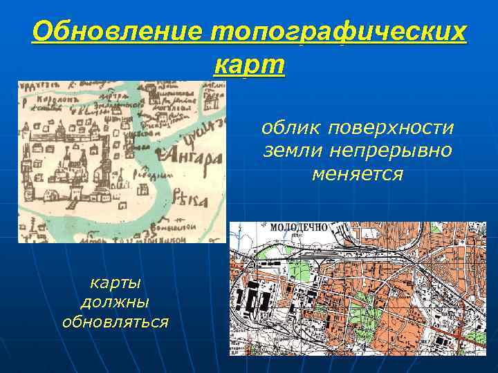Обновление топографических карт облик поверхности земли непрерывно меняется карты должны обновляться 