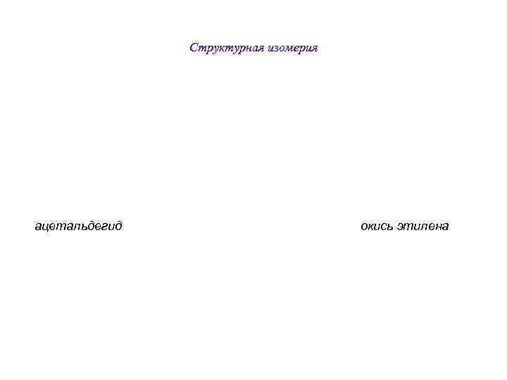     Структурная изомерия ацетальдегид     окись этилена 
