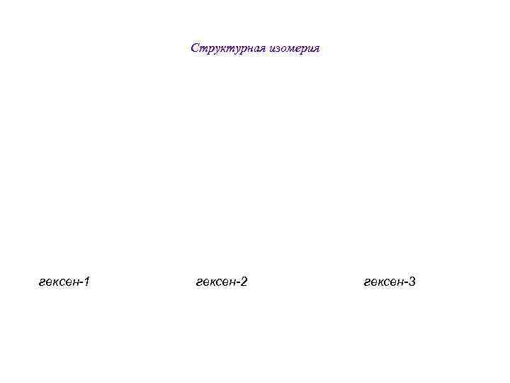   Структурная изомерия гексен-1  гексен-2    гексен-3 