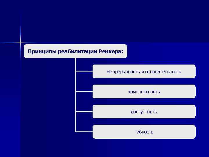 Принципы реабилитации Ренкера:      Непрерывность и основательность   