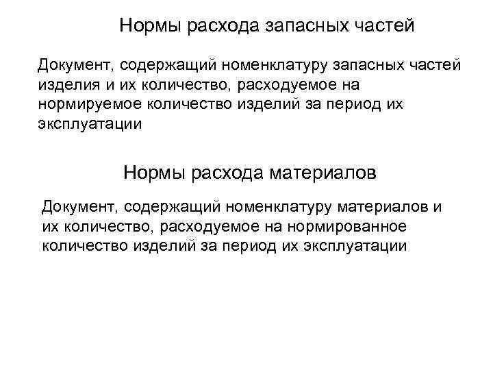    Нормы расхода запасных частей Документ, содержащий номенклатуру запасных частей изделия и