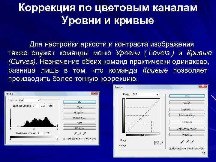 Выберите из списка инструменты тоновой коррекции изображения