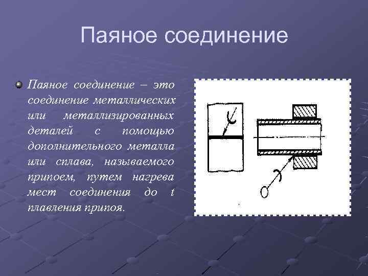 Паяное соединение условно обозначается на чертеже