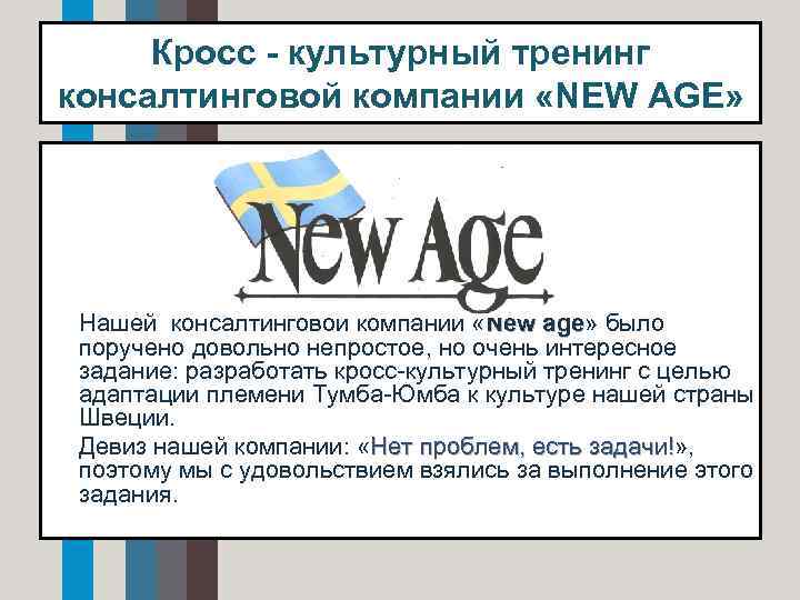 Кросс - культурный тренинг консалтинговой компании «NEW AGE» • Нашей консалтинговой компании «New age»