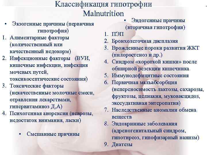 Классификация гипотрофии Malnutrition Классификация гипотрофии Malnutrition