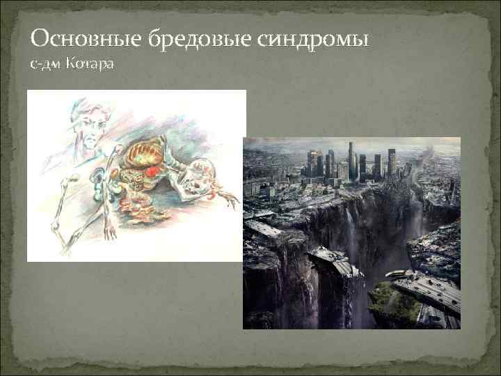 Основные бредовые синдромы с-дм Котара 
